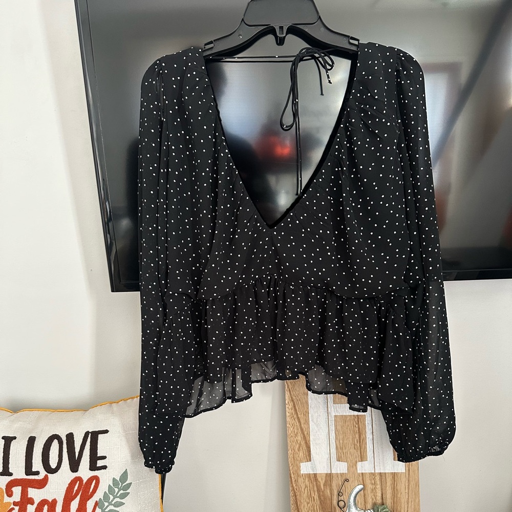 H&M Black and White Polka Dot Blouse